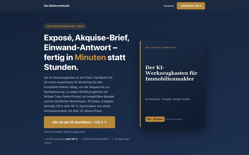 Screenshot der Website maklermethode.de