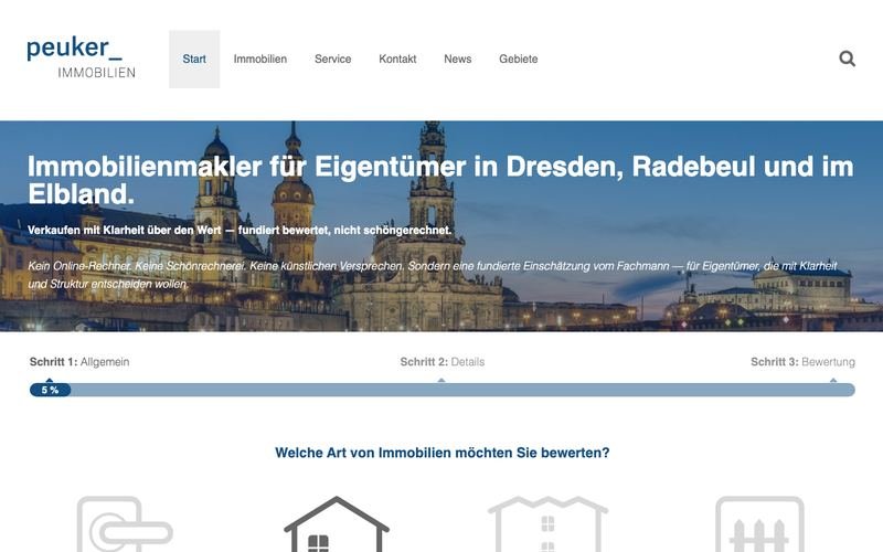 Screenshot der Website peuker-immo.de