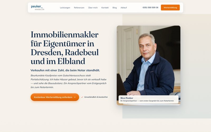 Screenshot der Website peuker-immo.de